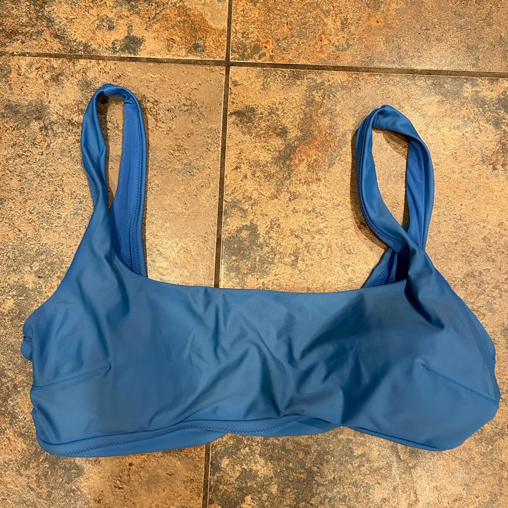 Aerie Blue Bikini Top with Scoop Neckline